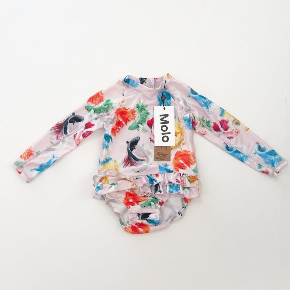 Molo Baby Girl Size 2-3 Years Narice Long Sleeve Swimsuit UPF 50 Protection
